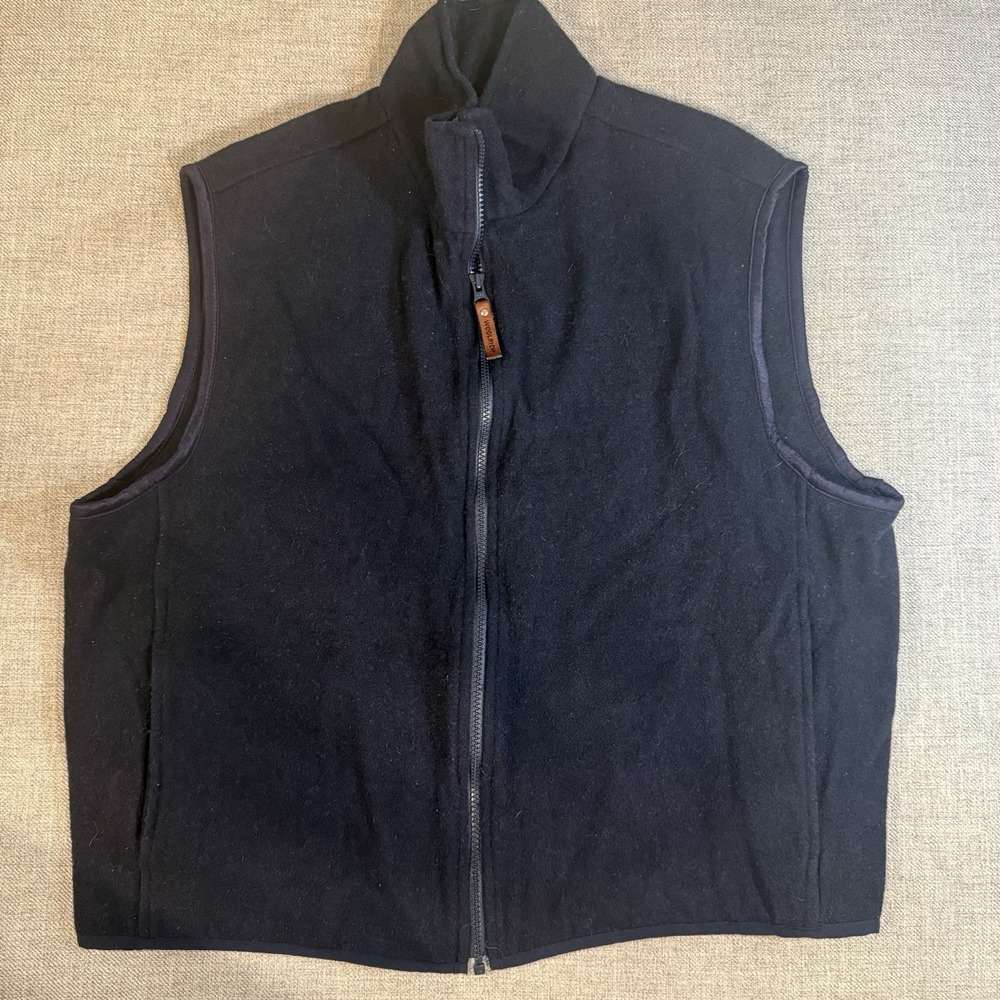 Woolrich John Rich & Bros XL 100% Wool Zip Vest Navy Mens Outdoor‎